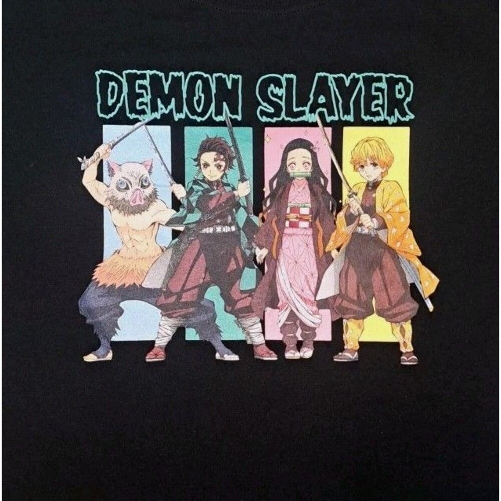 Demon Slayer Womens M Black Tee Tanjiro Nezuko Zenitsu Inosuke Graphic Shirt